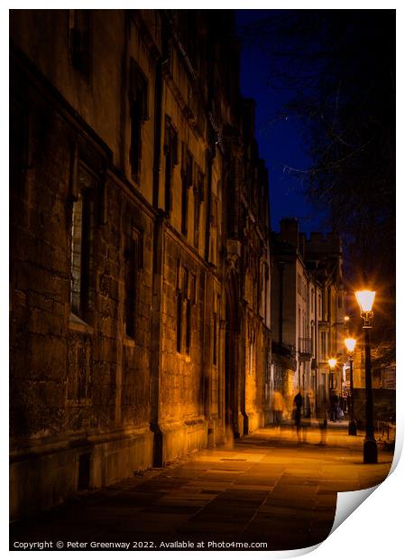 Oxford University Buildings In The City Centre After Dark During Print by Peter Greenway