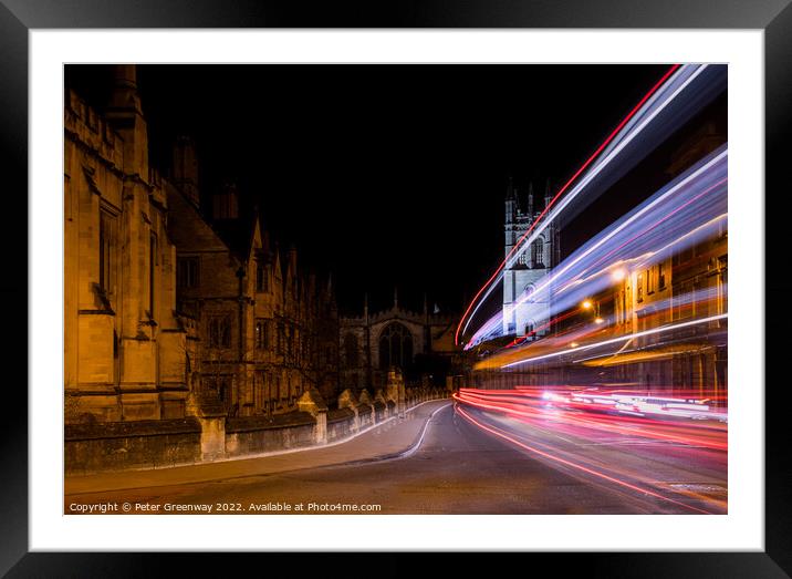 Traffic Light Trails Past Oxford University Buildings Along High Framed Mounted Print by Peter Greenway