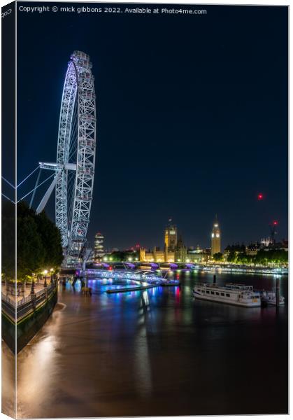 Iconic London at night Canvas Print by mick gibbons