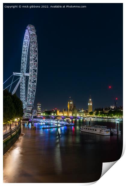 Iconic London at night Print by mick gibbons
