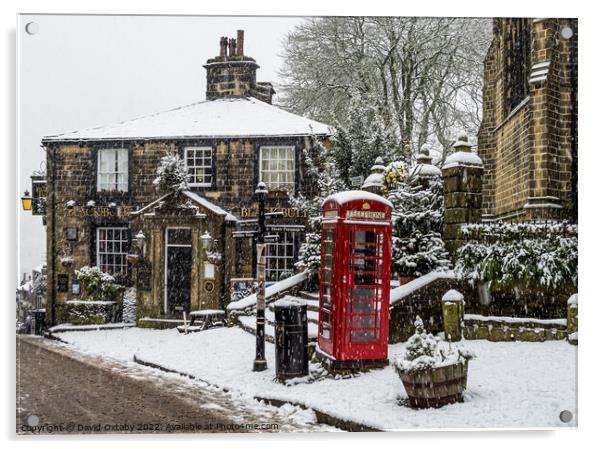 Haworth in the Snow Acrylic by David Oxtaby  ARPS
