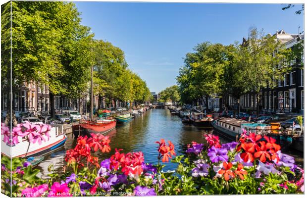 Flowers on the Prinsengracht, Canvas Print by Kevin Hellon