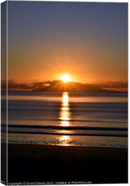 Sunrise glow over Little Barrier Island Canvas Print by Errol D'Souza