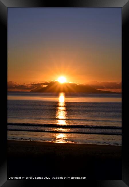 Sunrise glow over Little Barrier Island Framed Print by Errol D'Souza