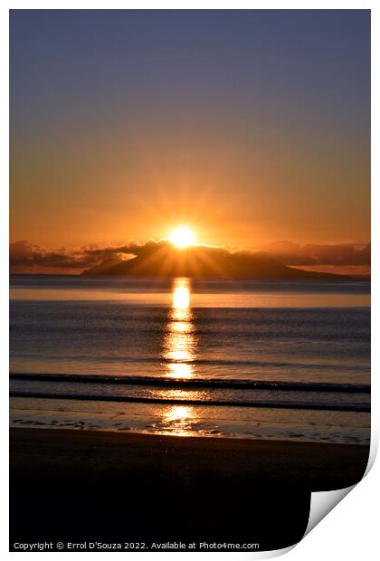 Sunrise glow over Little Barrier Island Print by Errol D'Souza