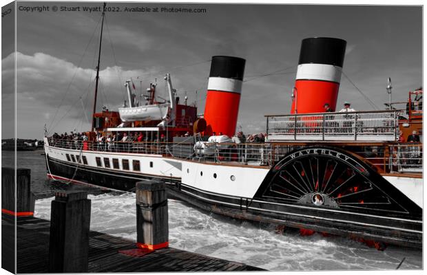 Swanage Pier and Paddle Steamer Waverley Canvas Print by Stuart Wyatt