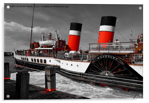 Swanage Pier and Paddle Steamer Waverley Acrylic by Stuart Wyatt