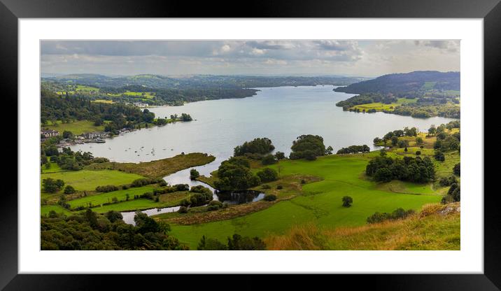 Panoramic View down Winderemere Framed Mounted Print by Roger Green