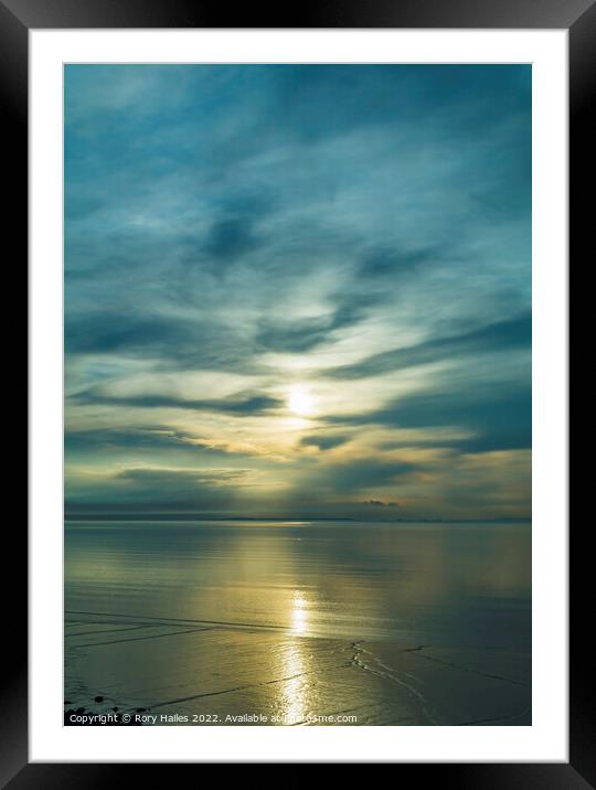 Sunlight reflecting onto sea Framed Mounted Print by Rory Hailes