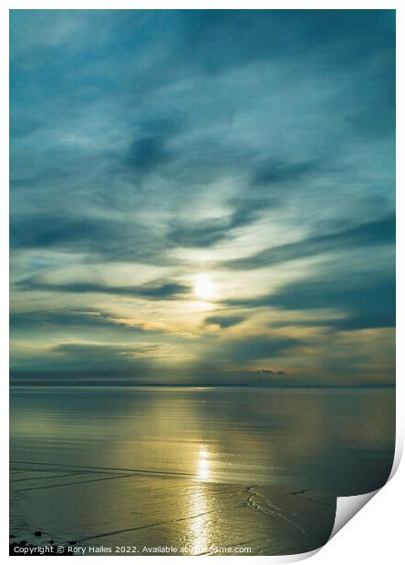 Sunlight reflecting onto sea Print by Rory Hailes