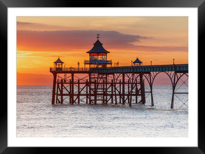 Clevedon Pier head at sunset Framed Mounted Print by Rory Hailes