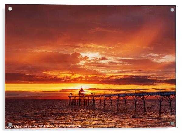 Clevedon Pier with dramatic sky Acrylic by Rory Hailes