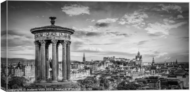 Edinburgh evening mood - Monochrome Panorama  Canvas Print by Melanie Viola