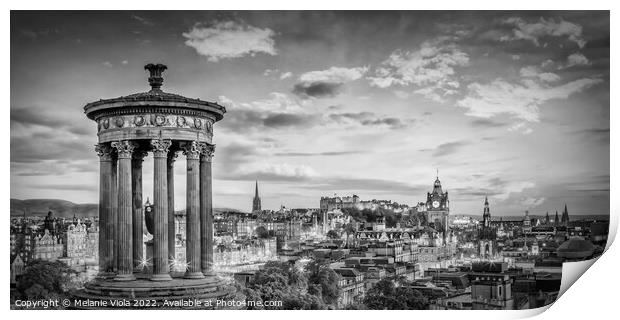 Edinburgh evening mood - Monochrome Panorama  Print by Melanie Viola