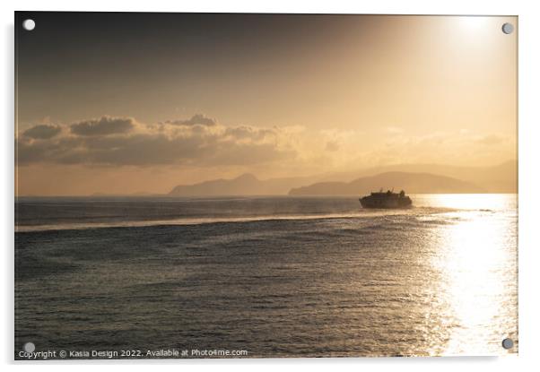 Santorini Bound on a Sunrise Voyage Acrylic by Kasia Design
