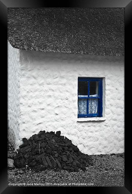 Irish Cottage with Blue Window Framed Print by Jane McIlroy