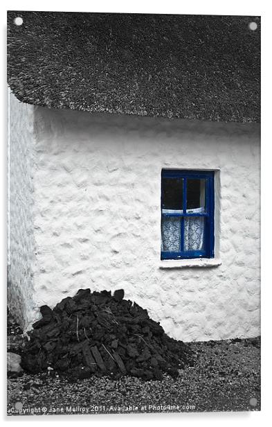 Irish Cottage with Blue Window Acrylic by Jane McIlroy