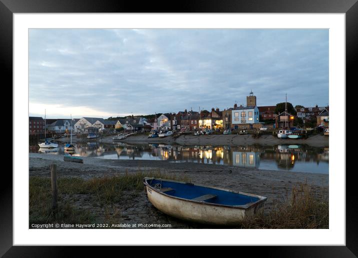 Wivenhoe on the River Colne during blue hour Framed Mounted Print by Elaine Hayward