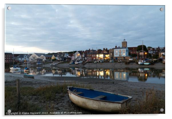 Wivenhoe on the River Colne during blue hour Acrylic by Elaine Hayward