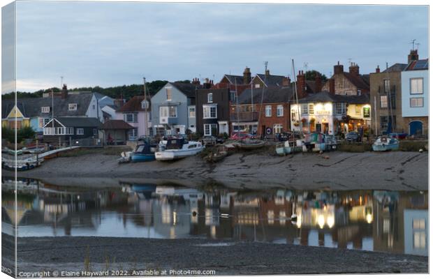 Wivenhoe waterfront in Essex in the evening Canvas Print by Elaine Hayward