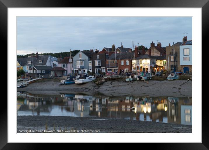 Wivenhoe waterfront in Essex in the evening Framed Mounted Print by Elaine Hayward