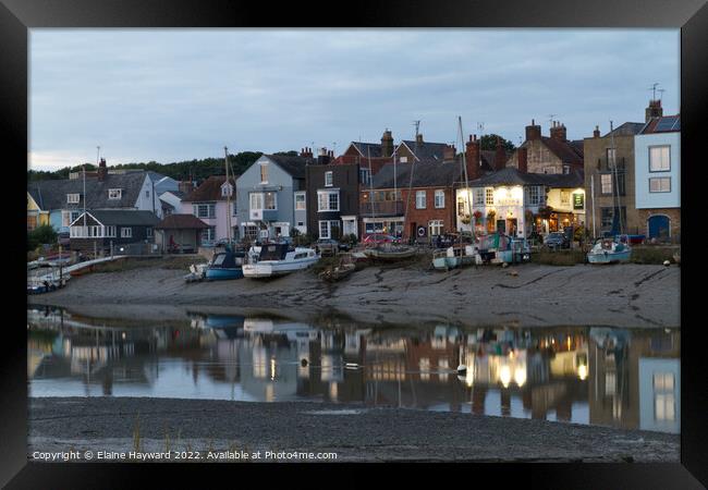 Wivenhoe waterfront in Essex in the evening Framed Print by Elaine Hayward