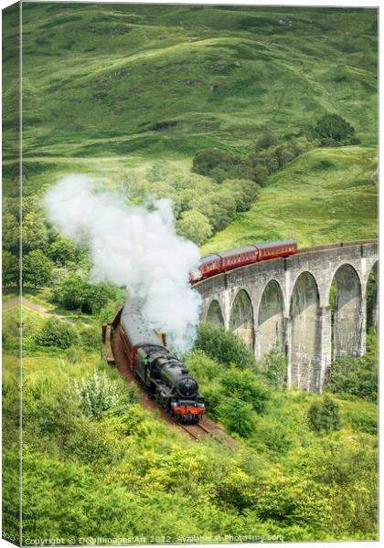 Hogwarts Express on Glenfinnan viaduct, Scottish H Canvas Print by Delphimages Art