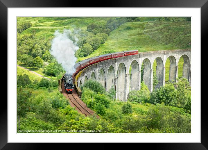 The Jacobite steam train on Glenfinnan viaduct Framed Mounted Print by Delphimages Art