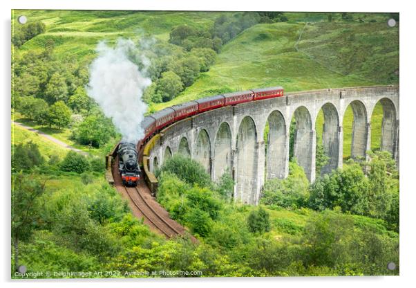 The Jacobite steam train on Glenfinnan viaduct Acrylic by Delphimages Art