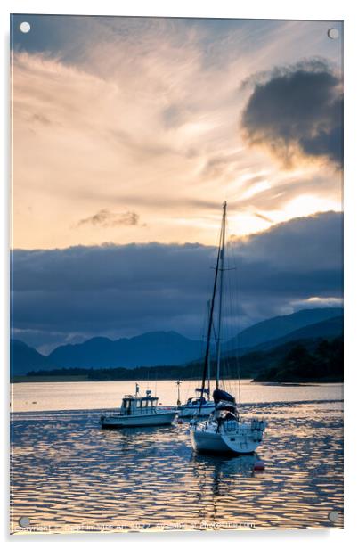 Sunset at Loch Leven near Glencoe, Highlands of Sc Acrylic by Delphimages Art