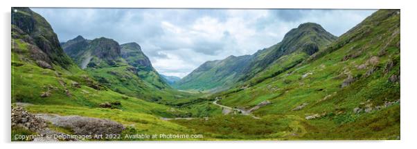 Panorama of Glencoe valley, Highlands of Scotland Acrylic by Delphimages Art