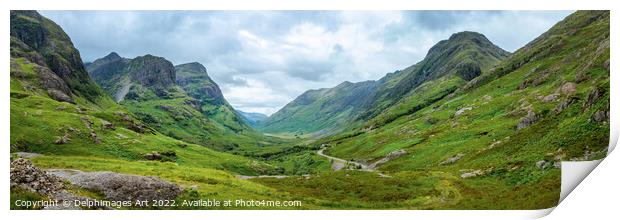 Panorama of Glencoe valley, Highlands of Scotland Print by Delphimages Art