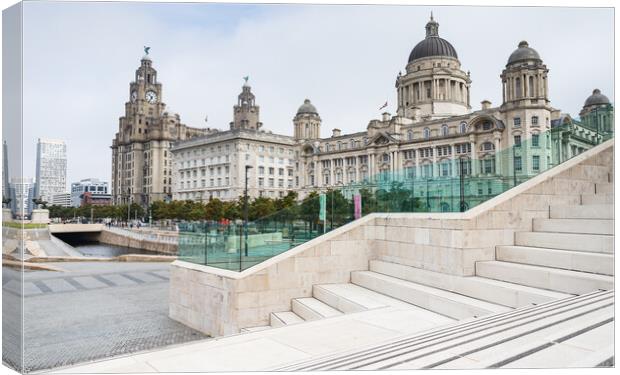 Three Graces on the Liverpool waterfront Canvas Print by Jason Wells