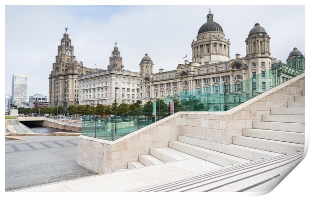 Three Graces on the Liverpool waterfront Print by Jason Wells