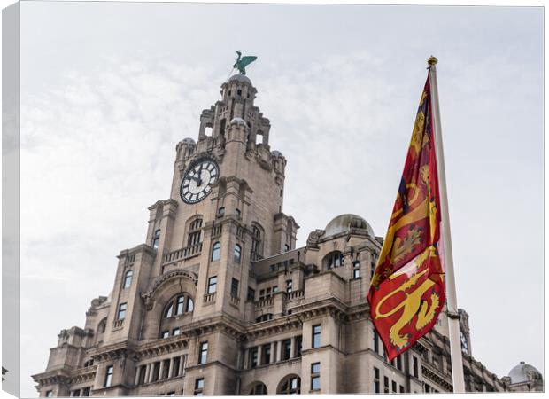 Royal arms of England in front of the Liver Building Canvas Print by Jason Wells