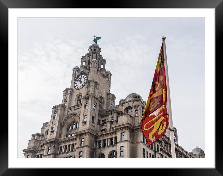 Royal arms of England in front of the Liver Building Framed Mounted Print by Jason Wells