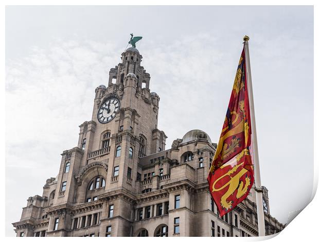 Royal arms of England in front of the Liver Building Print by Jason Wells