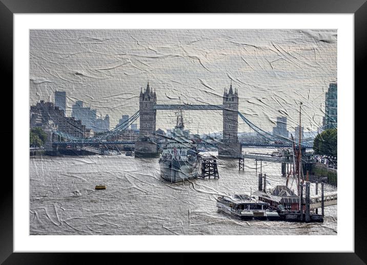 Tower Bridge Low Key Oil Effect Framed Mounted Print by Glen Allen