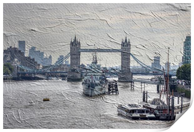 Tower Bridge Low Key Oil Effect Print by Glen Allen
