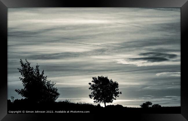 Monochrome sunrise Framed Print by Simon Johnson