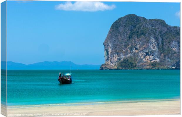 Boat on Pak Meng beach, Trang Province, Thailand Canvas Print by Kevin Hellon