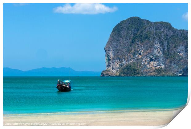 Boat on Pak Meng beach, Trang Province, Thailand Print by Kevin Hellon