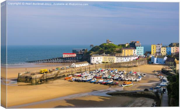 Colourful Tenby Harbour Pembrokeshire Coast Canvas Print by Pearl Bucknall
