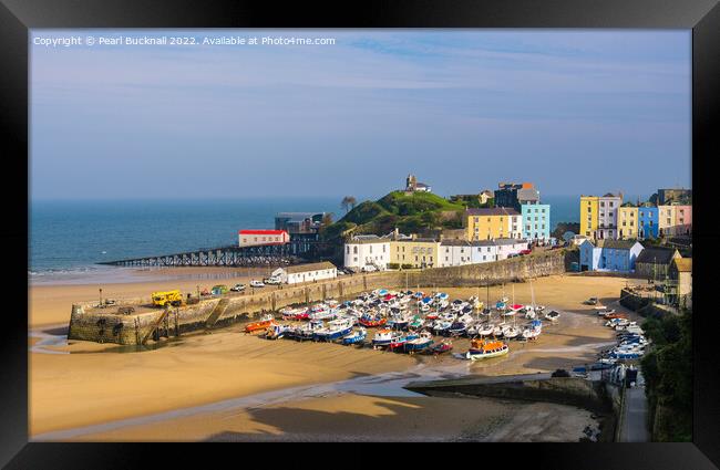 Colourful Tenby Harbour Pembrokeshire Coast Framed Print by Pearl Bucknall