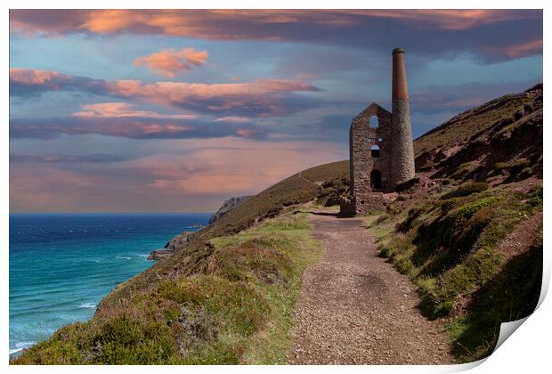 St Agnes Cornwall sunset Print by kathy white