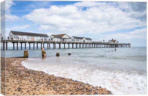 Southwold Pier juts out into the sea Canvas Print by Jason Wells