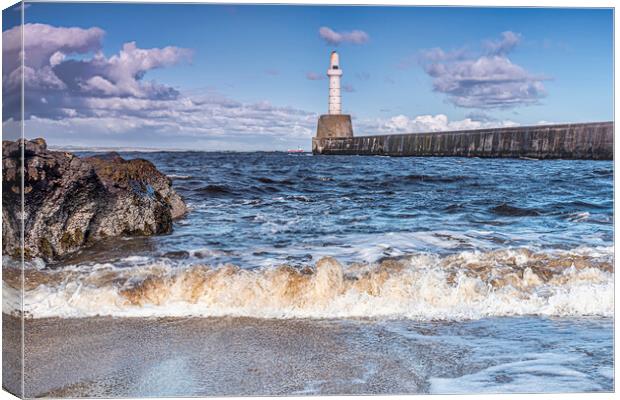 Torry Battery Lighthouse  Canvas Print by Valerie Paterson