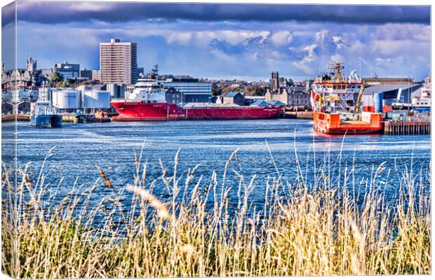 Ships at Aberdeen Harbour Canvas Print by Valerie Paterson