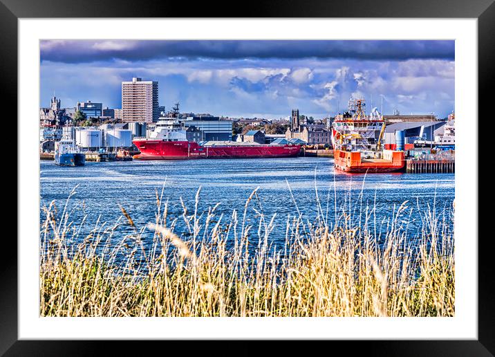 Ships at Aberdeen Harbour Framed Mounted Print by Valerie Paterson