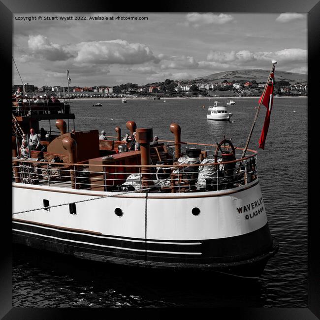 Swanage welcomes the Waverley paddle steamer Framed Print by Stuart Wyatt